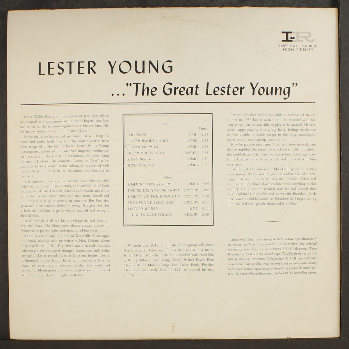 the great by LESTER YOUNG