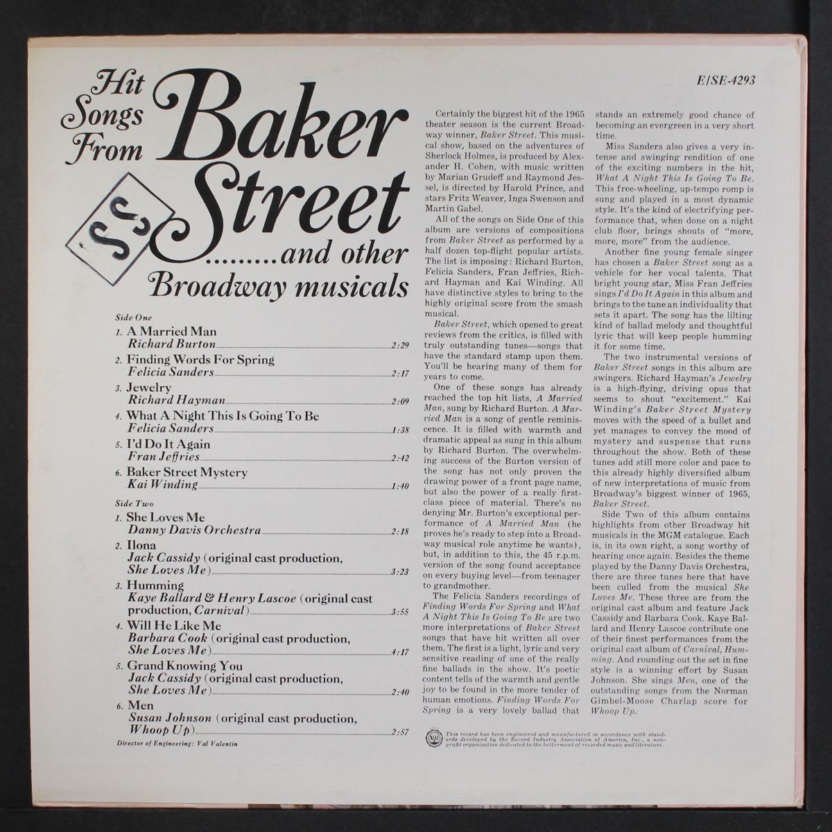 hit songs from baker street.... and other broadway musicals by VARIOUS