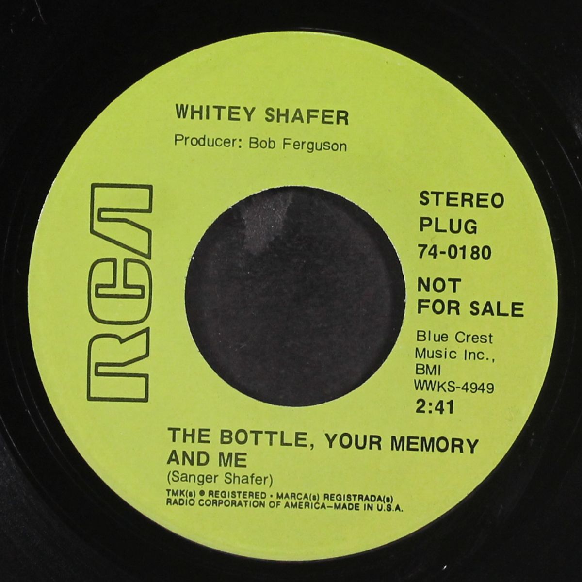the bottle, your memory, & me / love don't live here anymore by WHITEY SHAFER