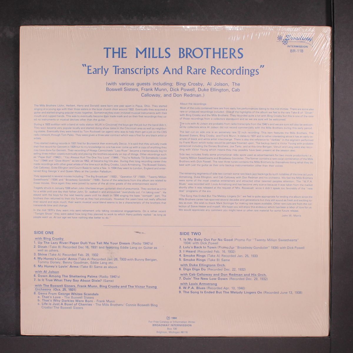 early transcripts and rare recordings by MILLS BROTHERS