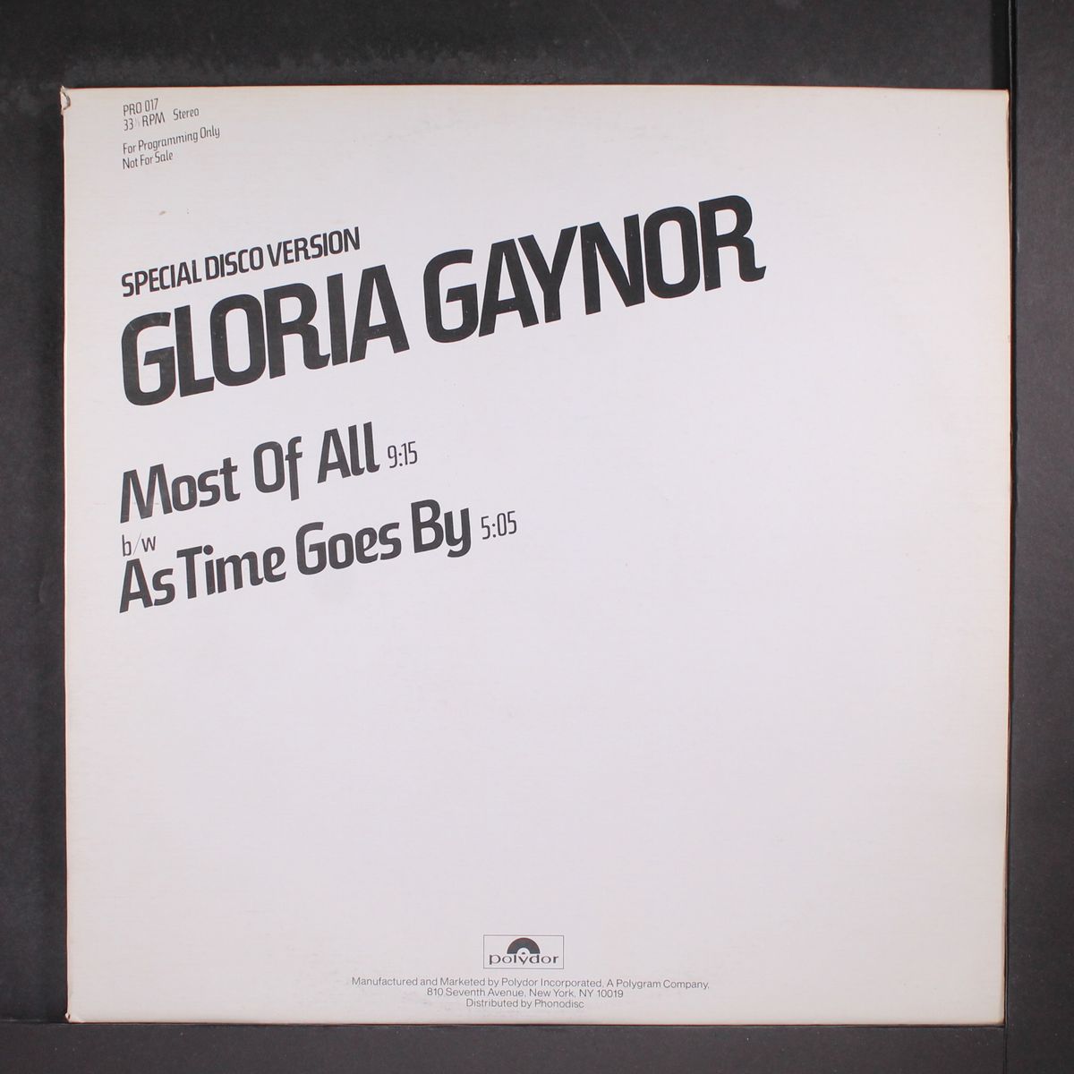 most of all / as time goes by by GLORIA GAYNOR