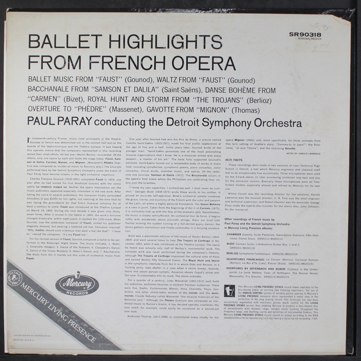 ballet highlights from french opera by PAUL PARAY