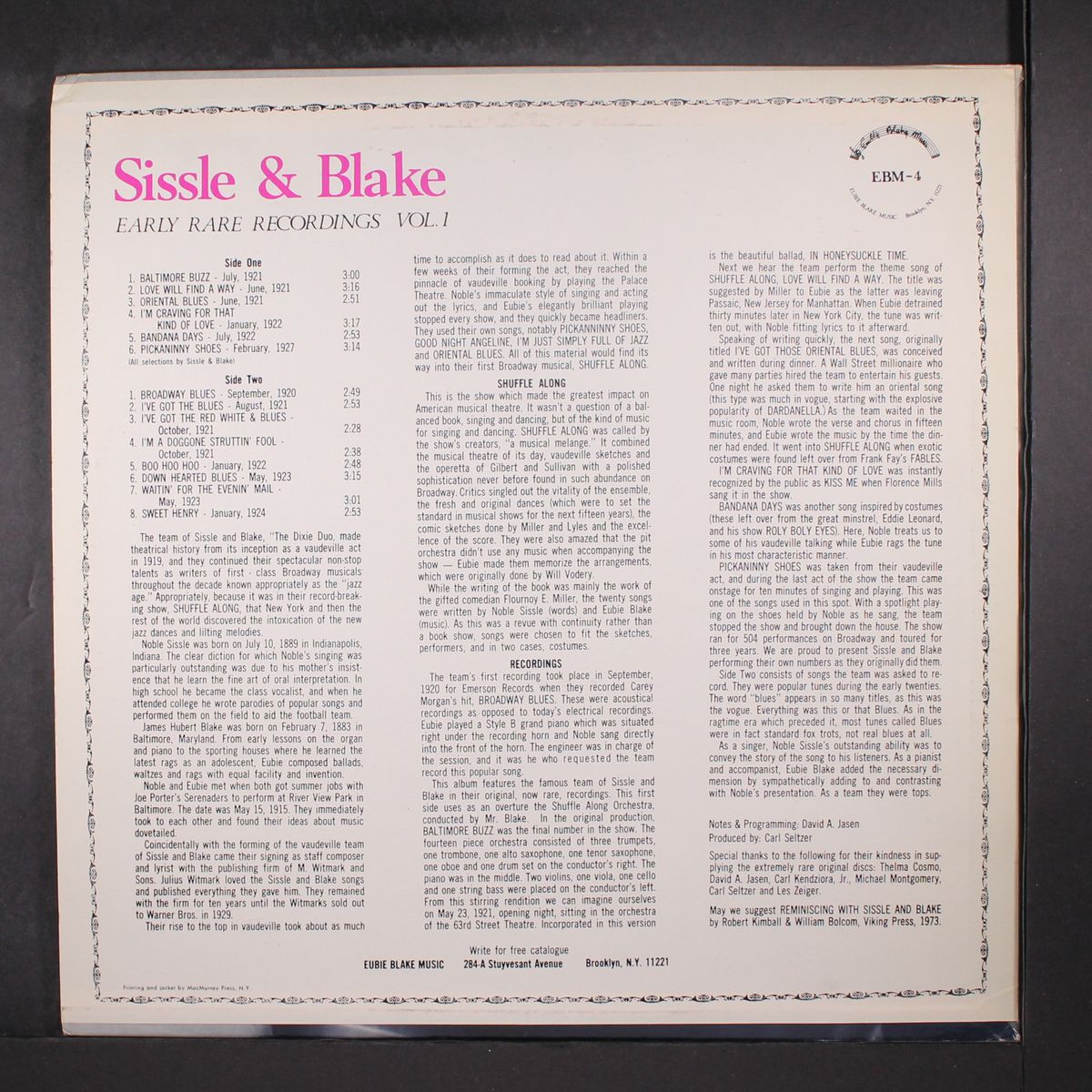 early rare recordings vol. 1 by SISSLE & BLAKE