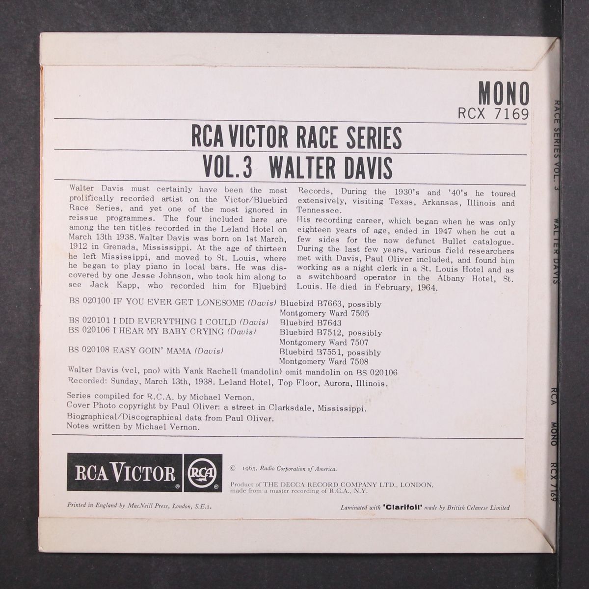 rca victor race series, vol. 3 by WALTER DAVIS