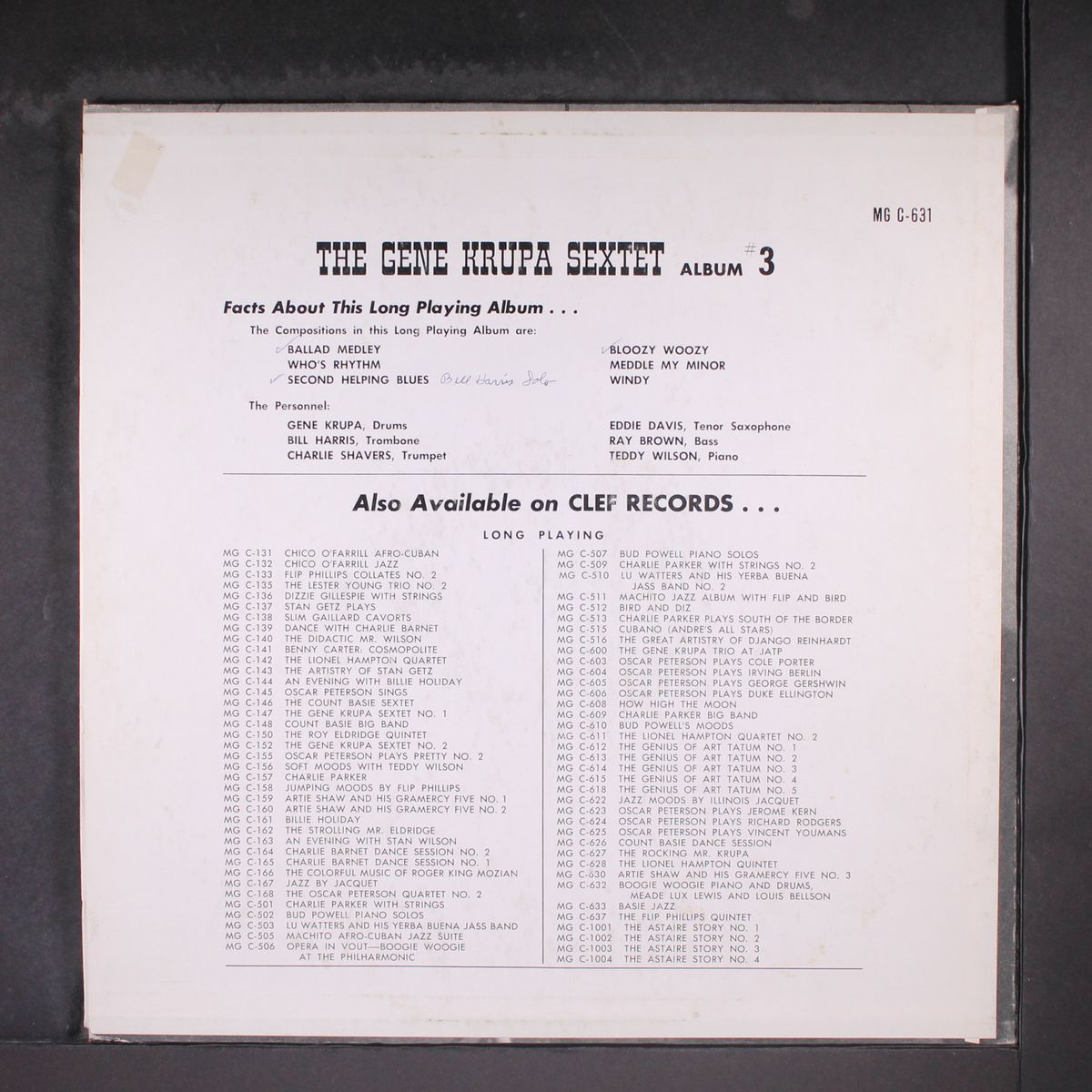 sextet, album #3 by GENE KRUPA