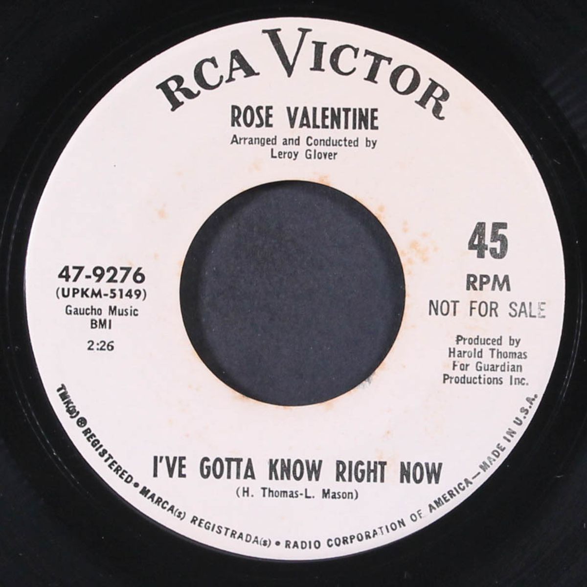 i've gotta know right now / when the heartaches end by ROSE VALENTINE