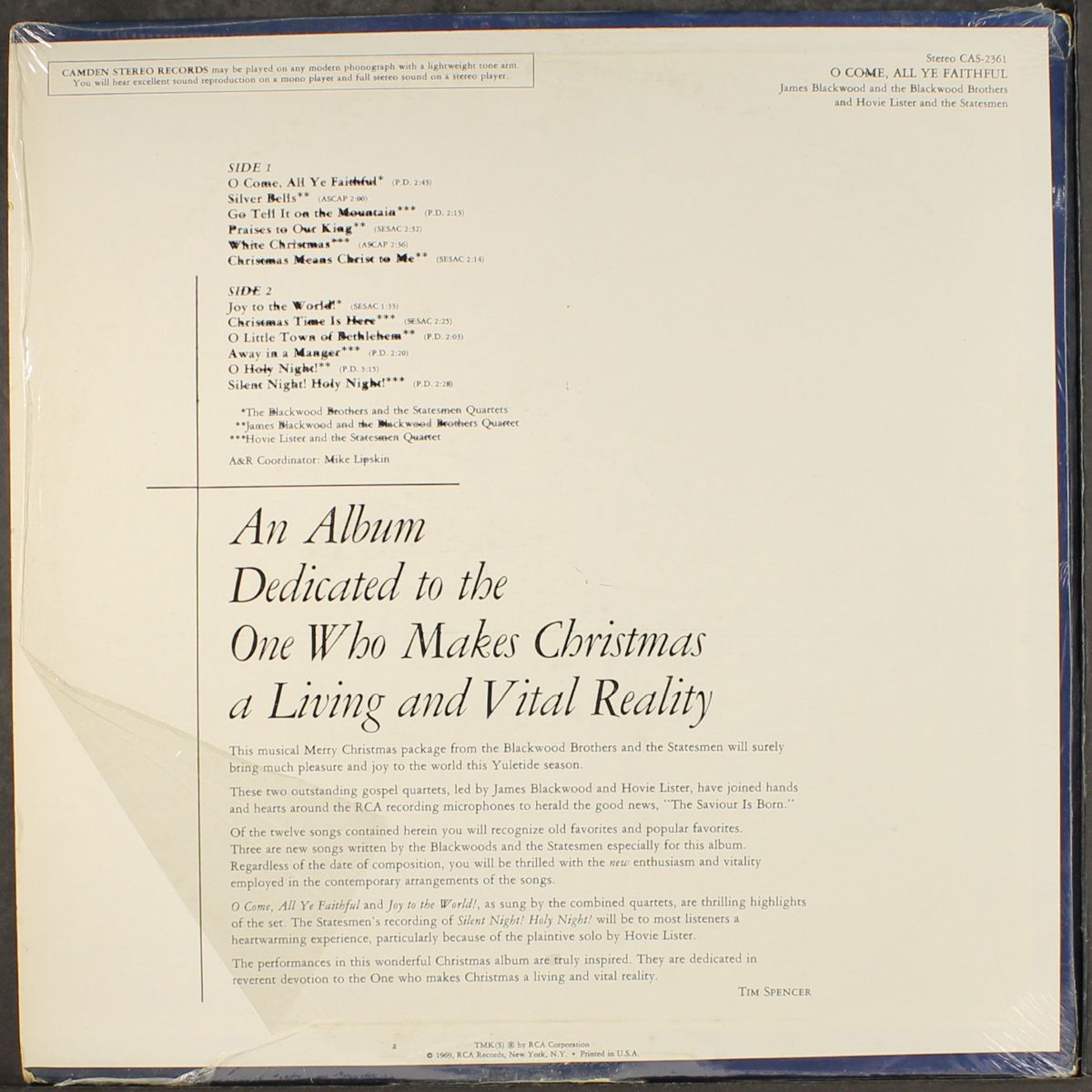 o come, all ye faithful by BLACKWOOD BROTHERS