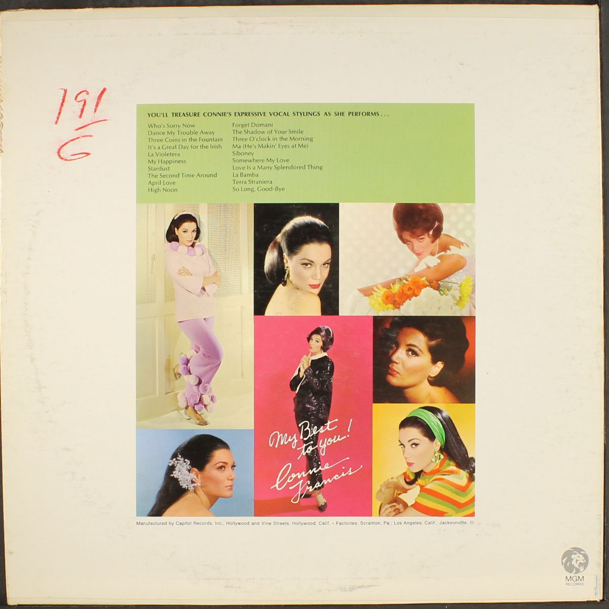my best to you! by CONNIE FRANCIS