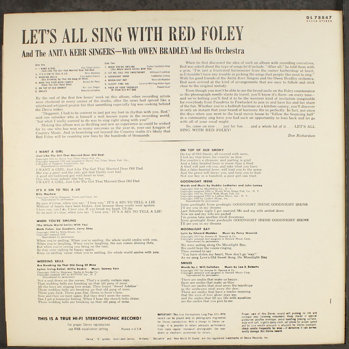 let's all sing with by RED FOLEY