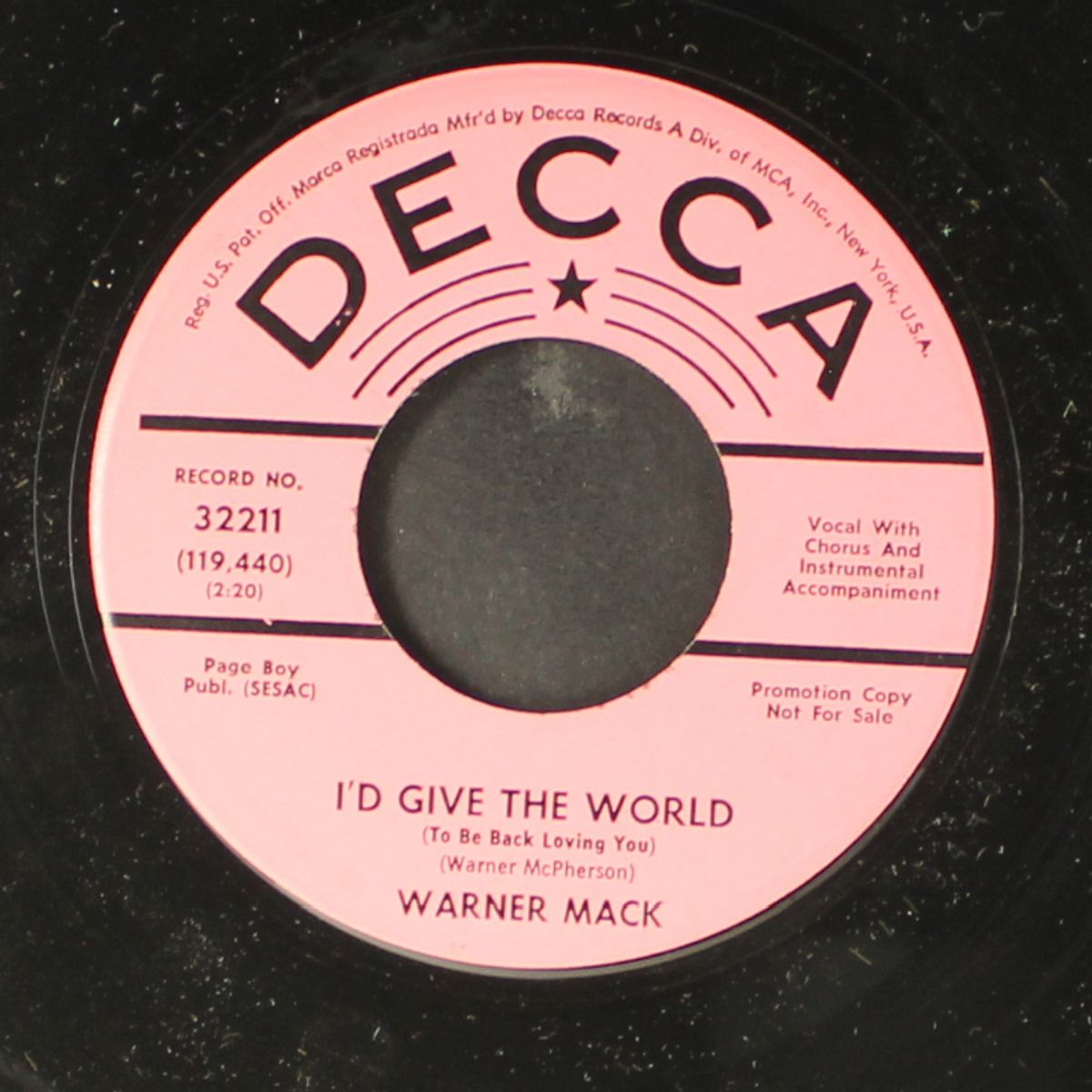 i'd give the world / it's been a good life loving you by WARNER MACK