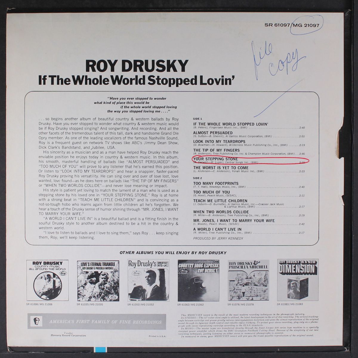 if the whole world stopped lovin' by ROY DRUSKY