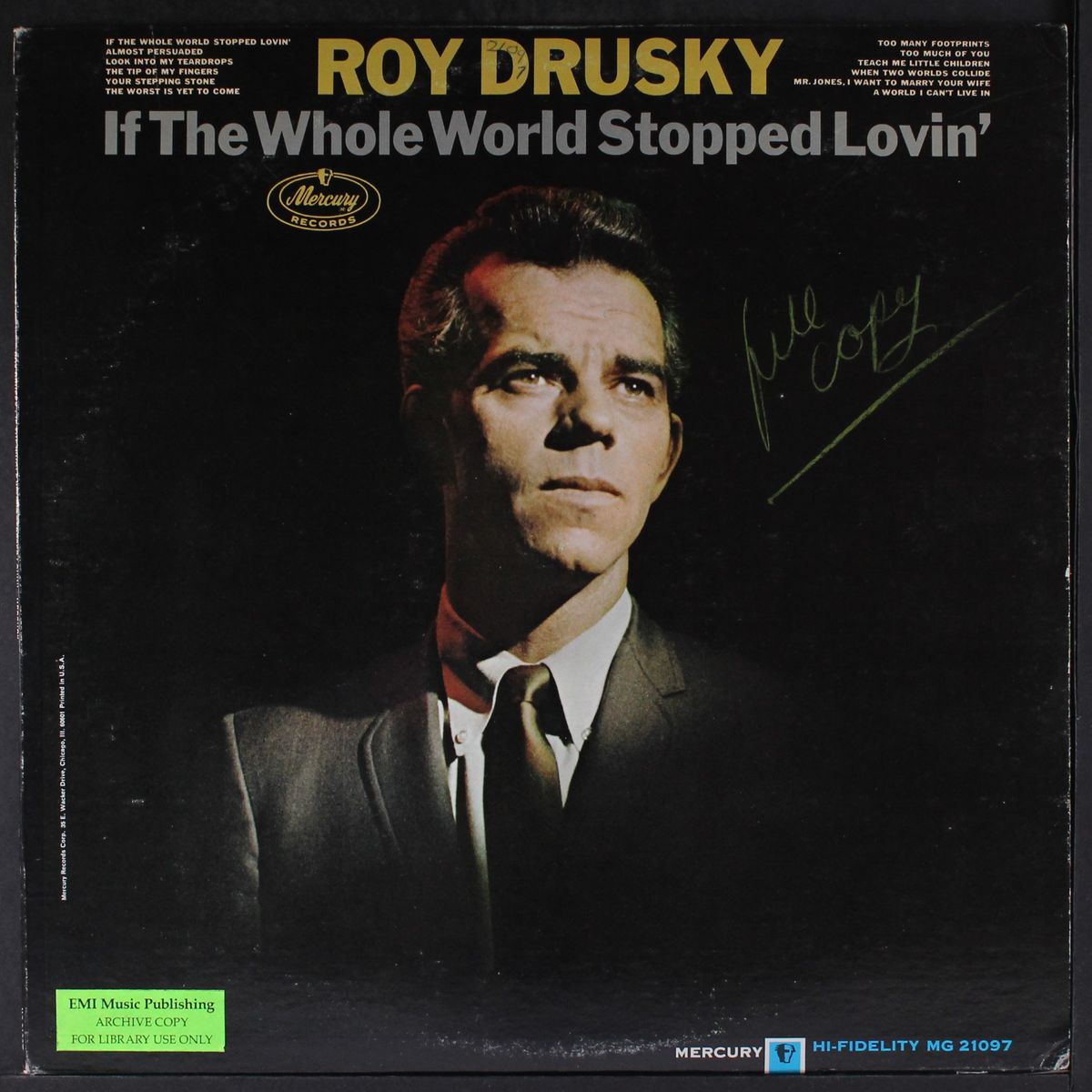 if the whole world stopped lovin' by ROY DRUSKY