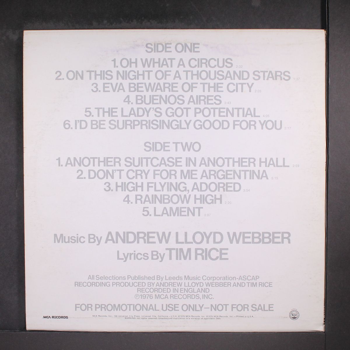 evita (excerpts from...) by SOUNDTRACK