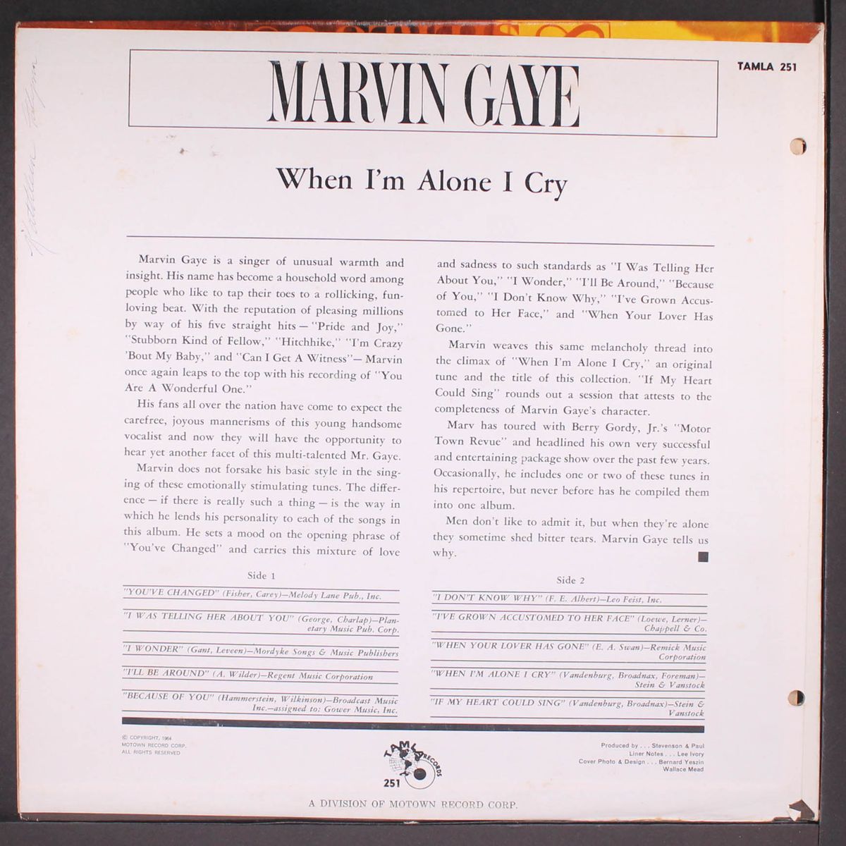 when i'm alone i cry by MARVIN GAYE