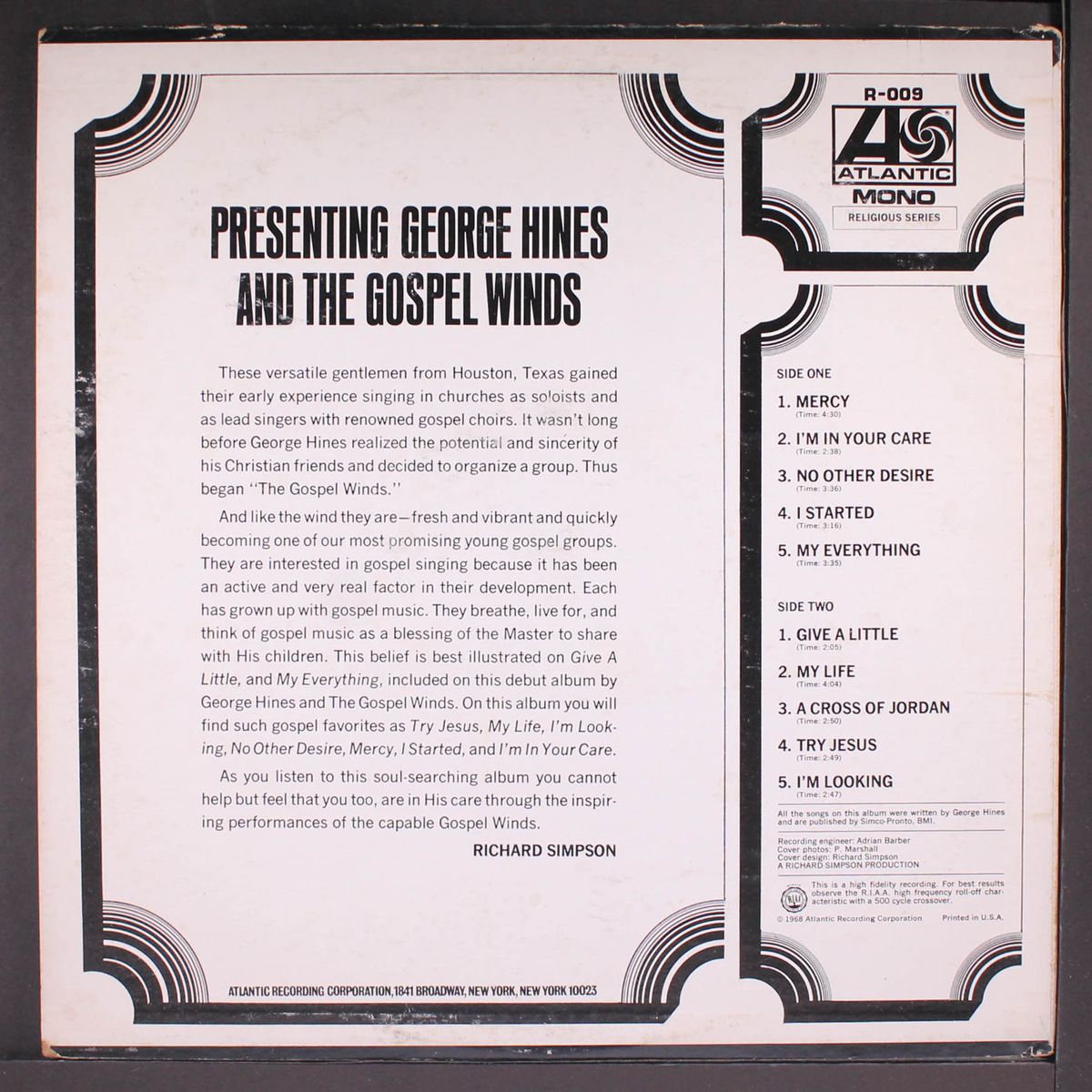 presenting by GEORGE HINES & GOSPEL WINDS