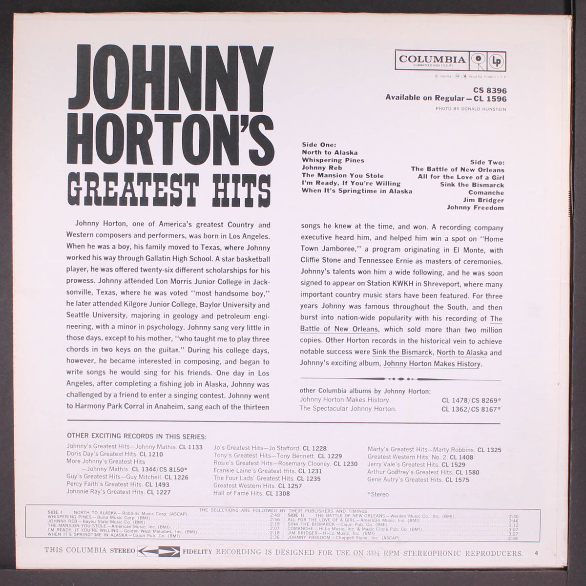greatest hits by JOHNNY HORTON