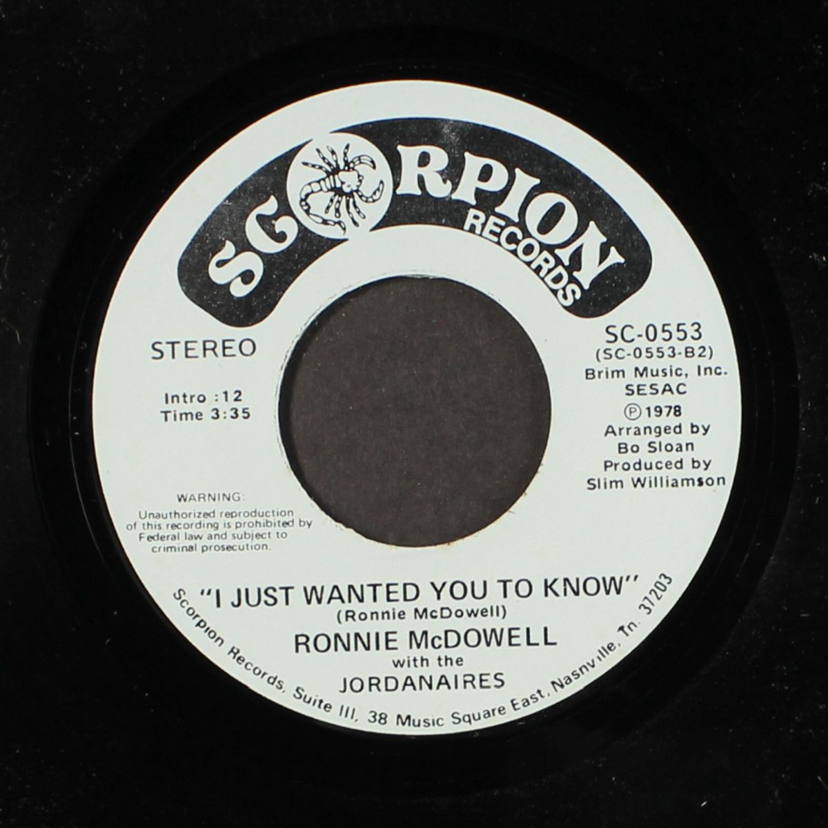 animal / i just wanted you to know by RONNIE MCDOWELL