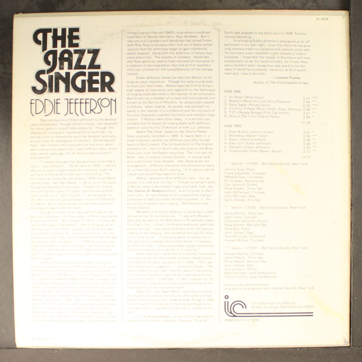 the jazz singer by EDDIE JEFFERSON