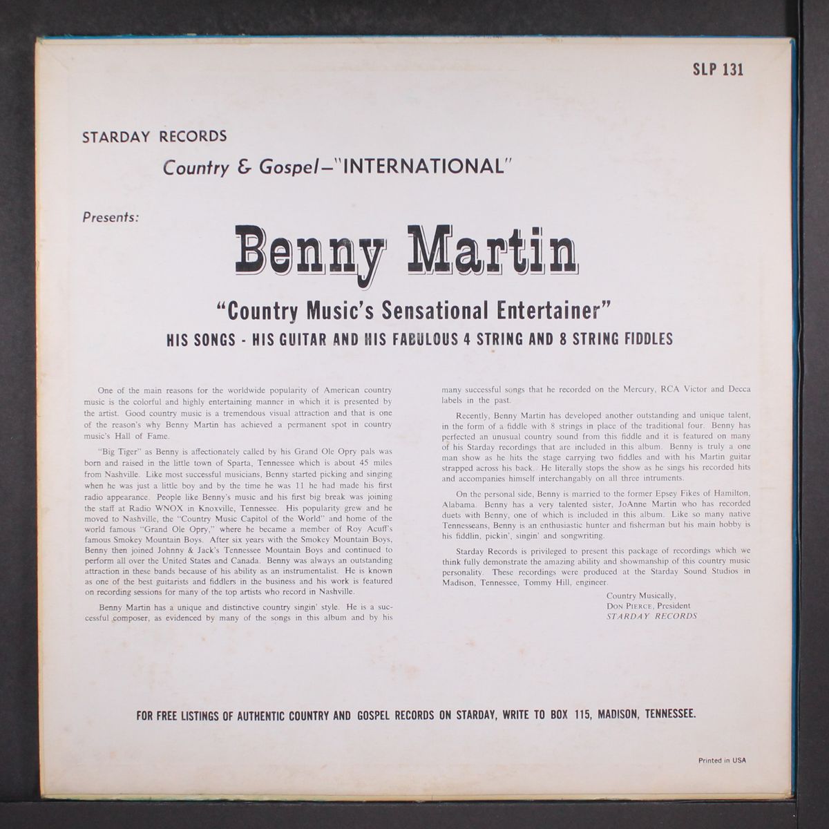 country music's sensational entertainer by BENNY MARTIN