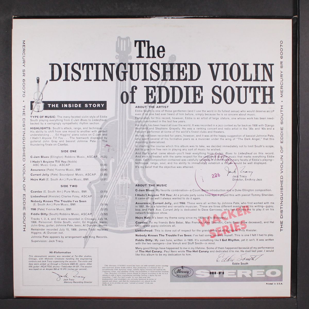the distinguished violin of by EDDIE SOUTH