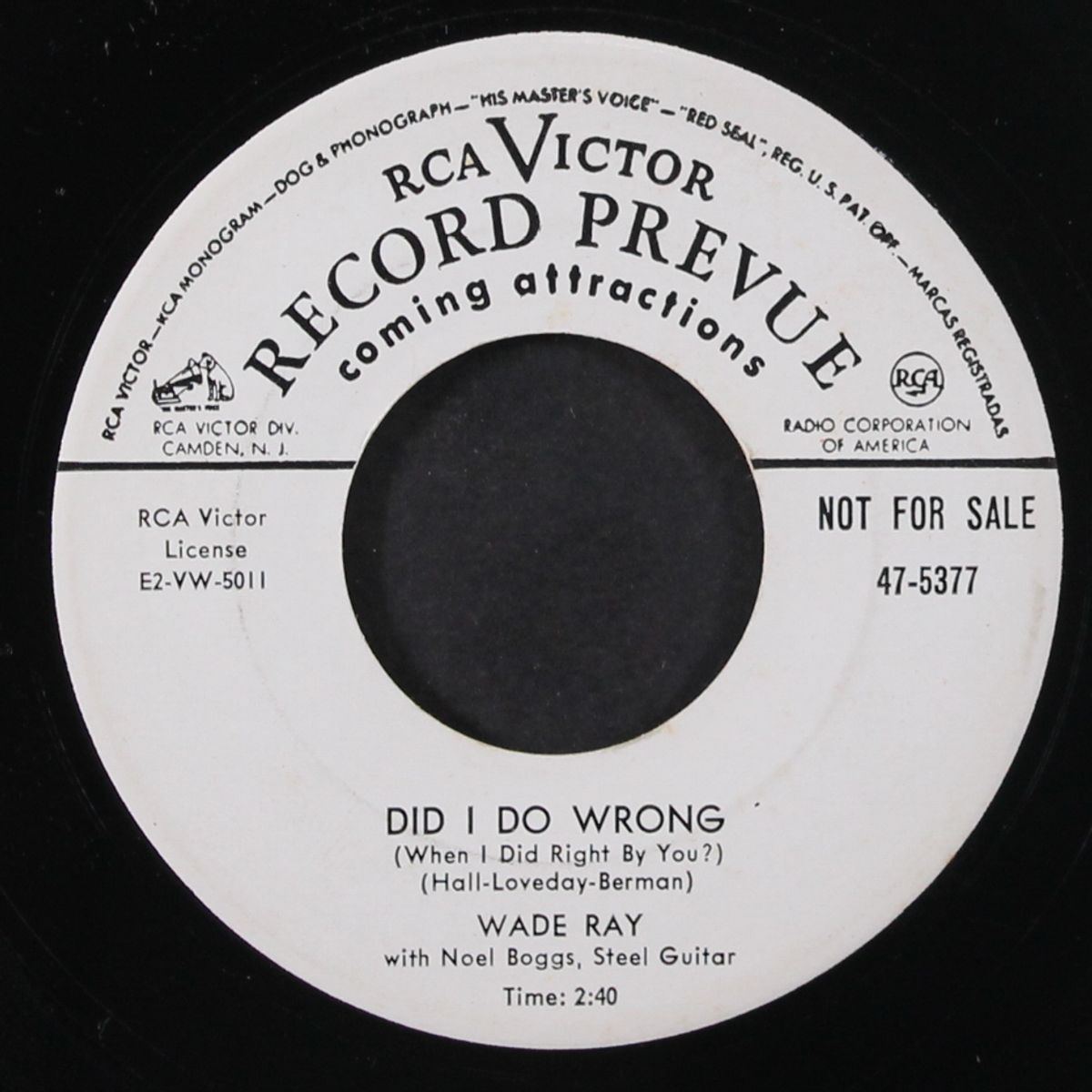 that love makin' melody / did i do wrong by WADE RAY