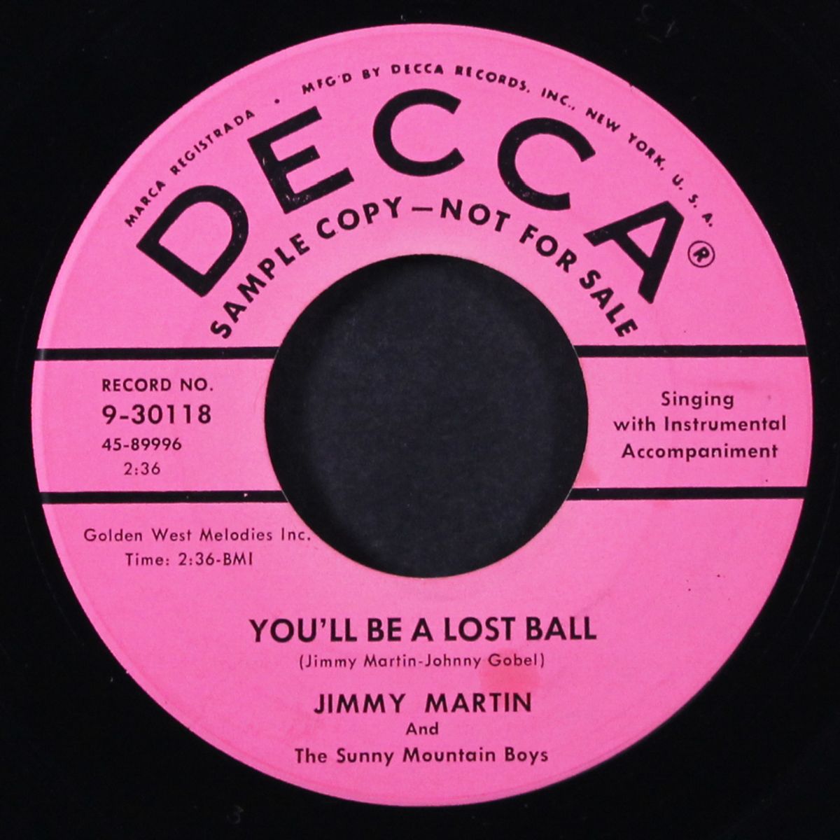 you'll be a lost ball by JIMMY MARTIN