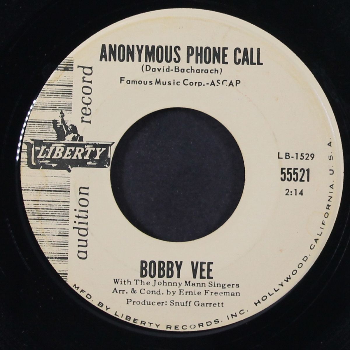 the night has a thousand eyes / anonymous phone call by BOBBY VEE