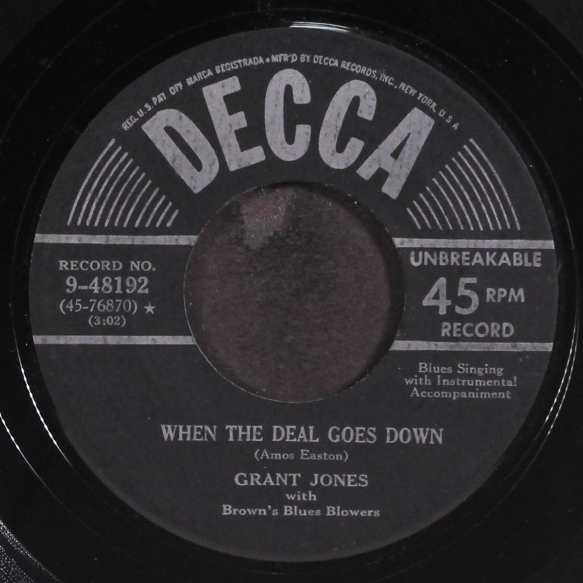 i'd rather drink muddy water / when the deal goes down by GRANT JONES