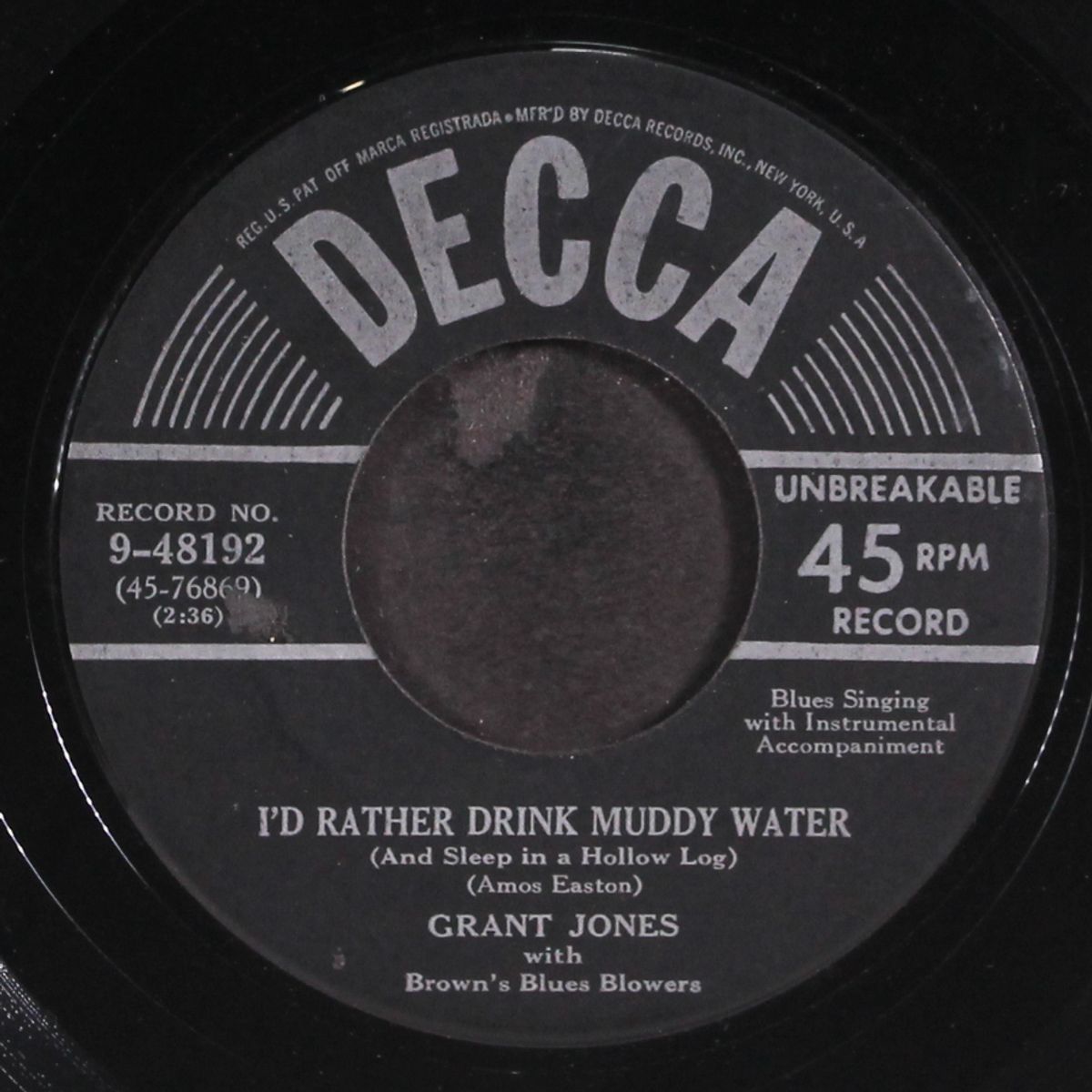 i'd rather drink muddy water / when the deal goes down by GRANT JONES