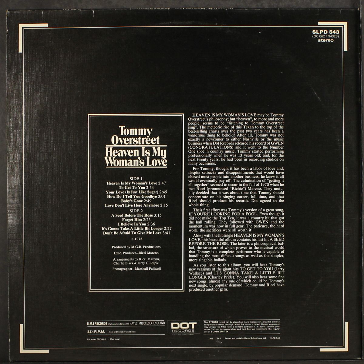 heaven is my woman's love by TOMMY OVERSTREET