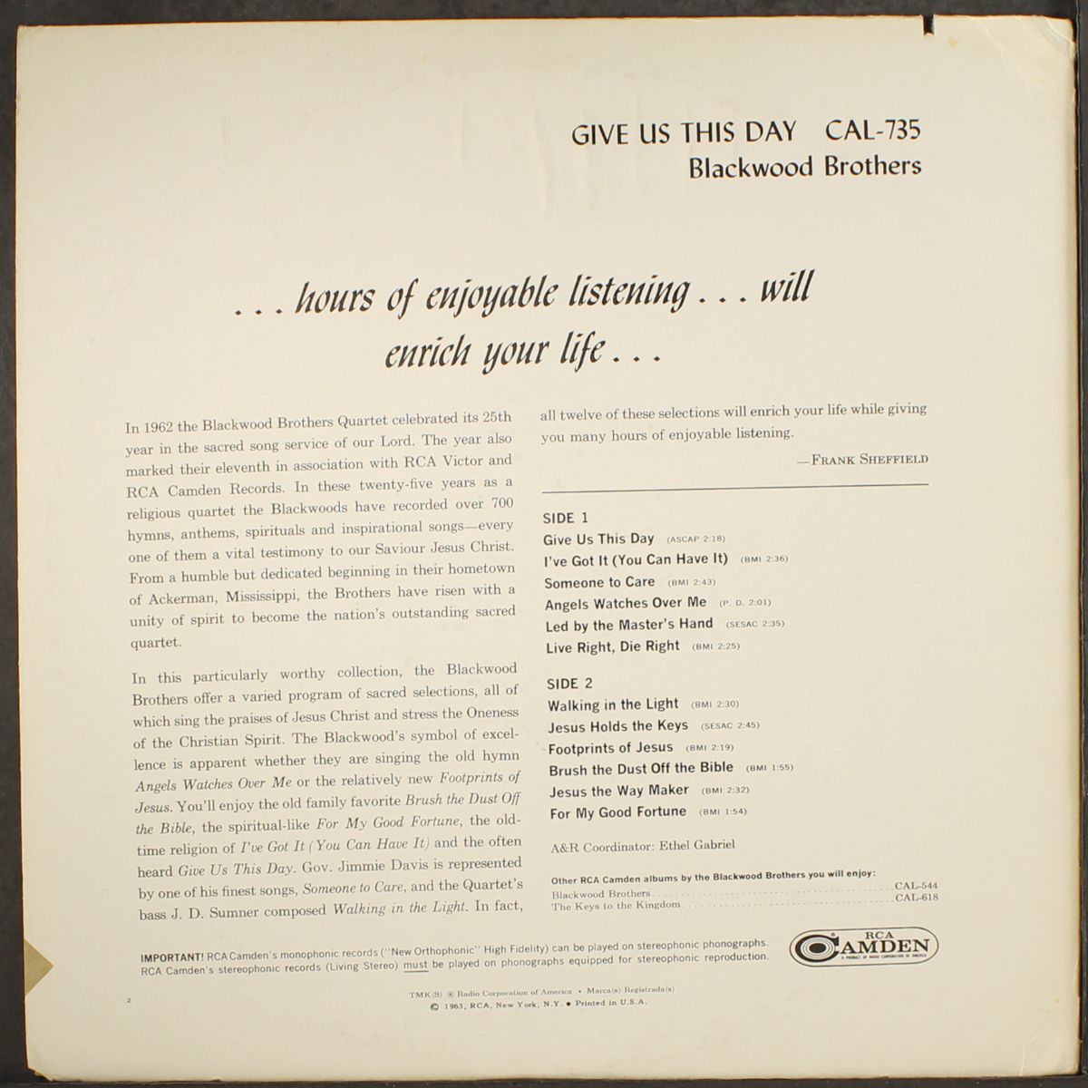 give us this day by BLACKWOOD BROTHERS