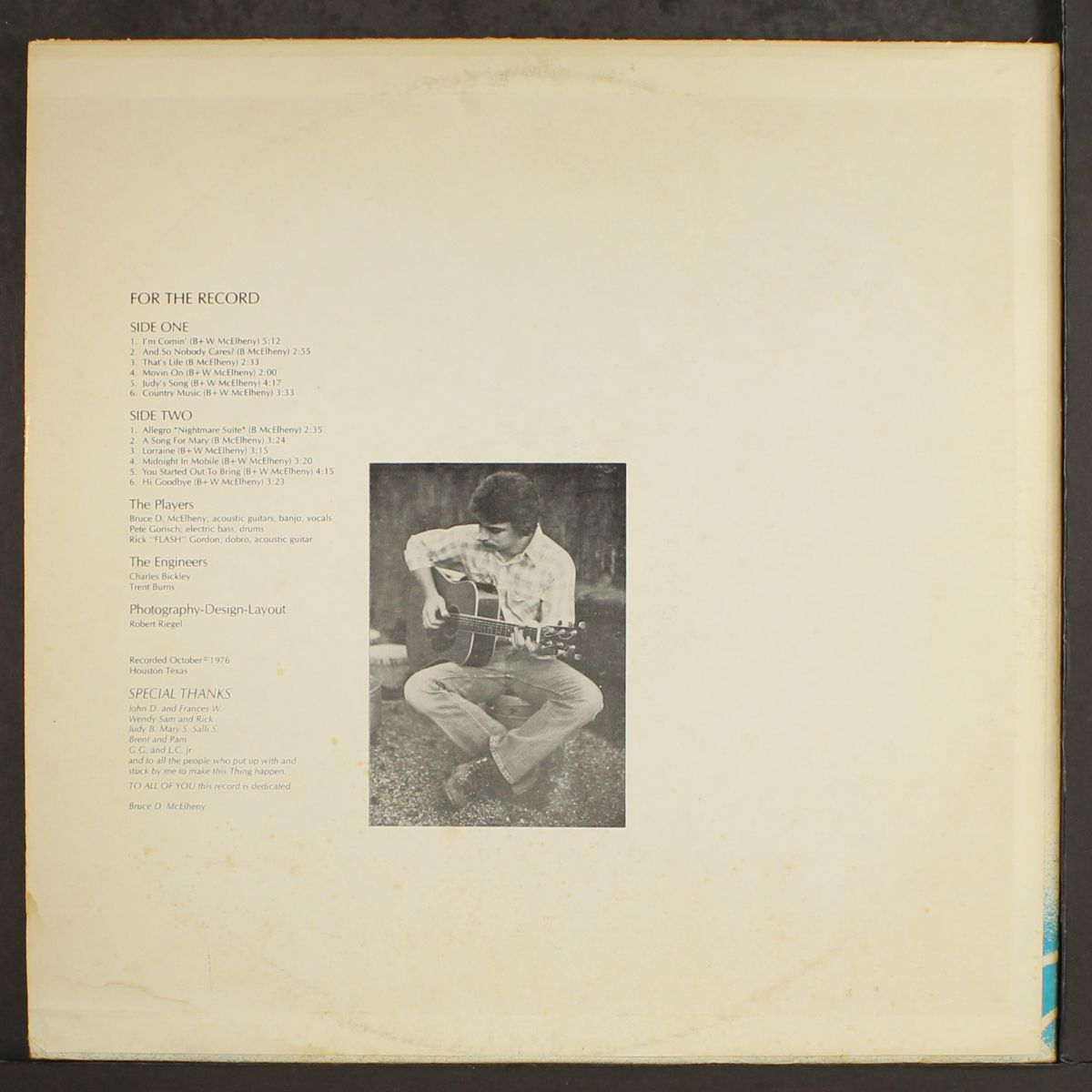 for the record by BRUCE MCELHENY