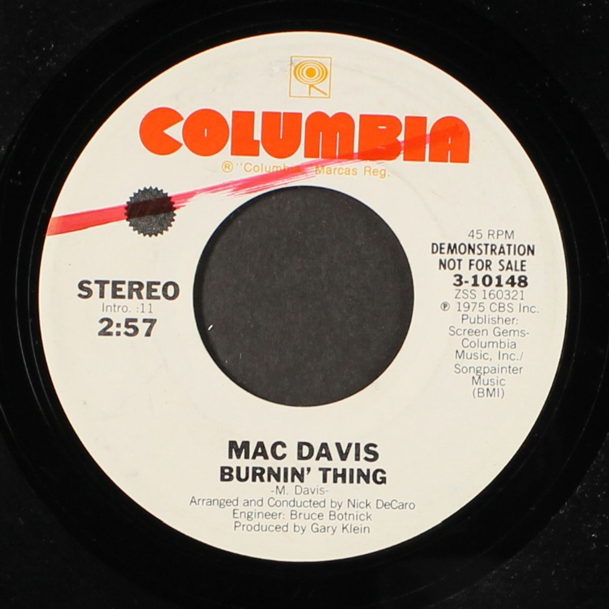 burnin' thing by MAC DAVIS