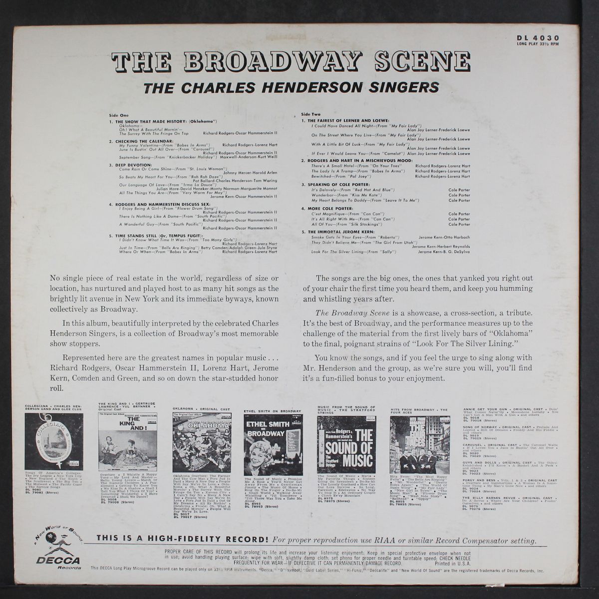 the broadway scene by CHARLES HENDERSON SINGERS