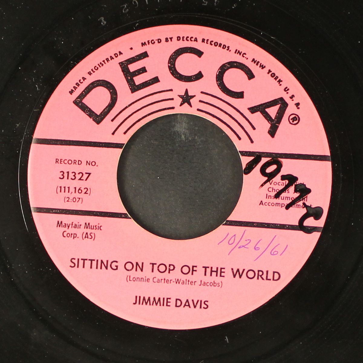 sittin' on top of the world / time changes everything by JIMMIE DAVIS