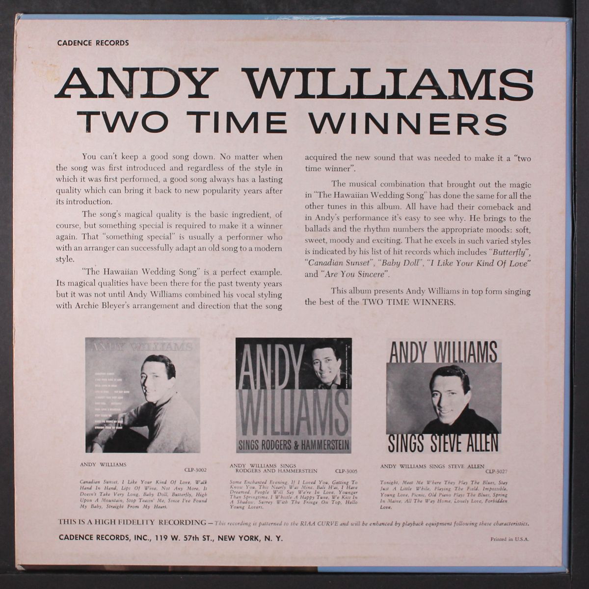 two time winners by ANDY WILLIAMS