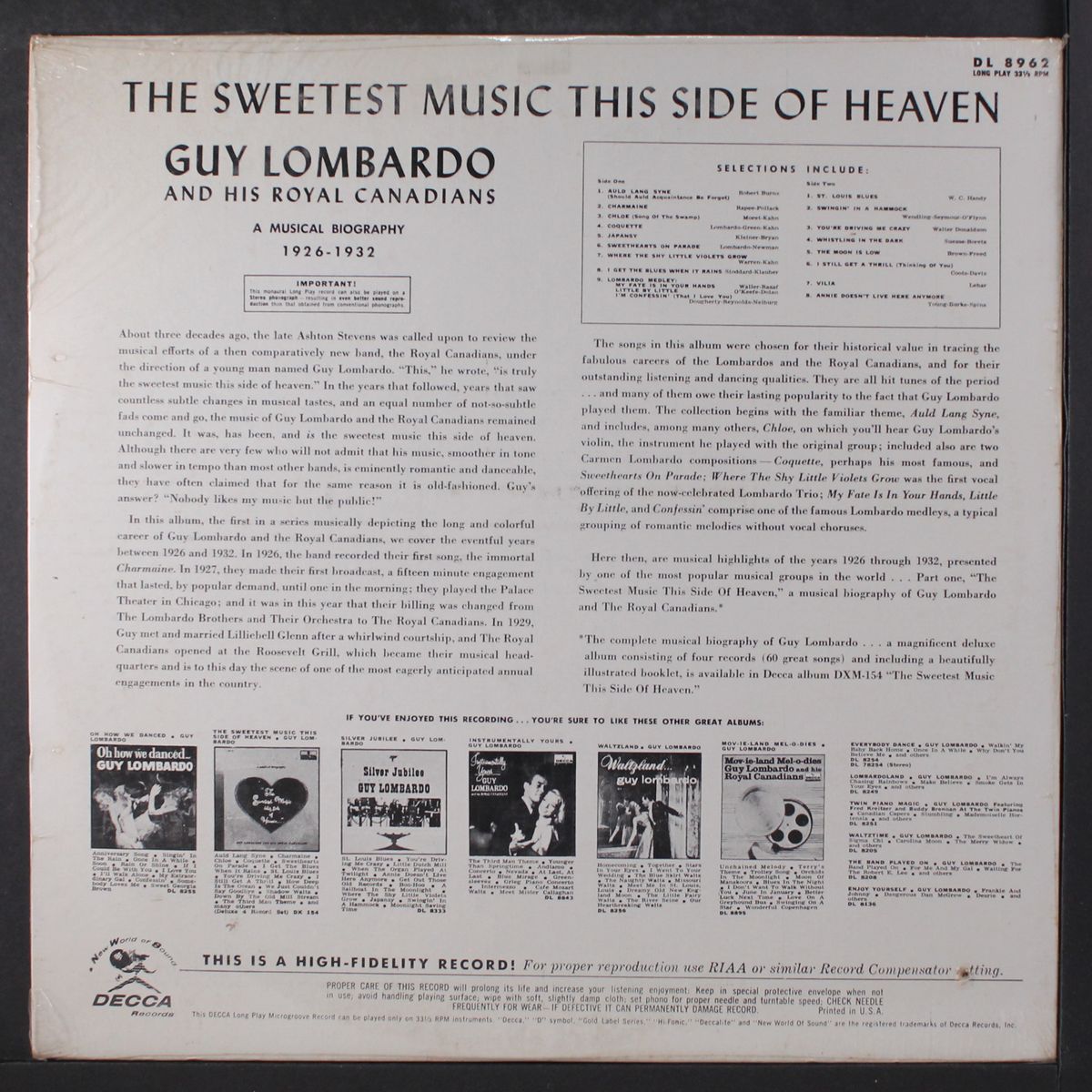 the sweetest music this side of heaven by GUY LOMBARDO