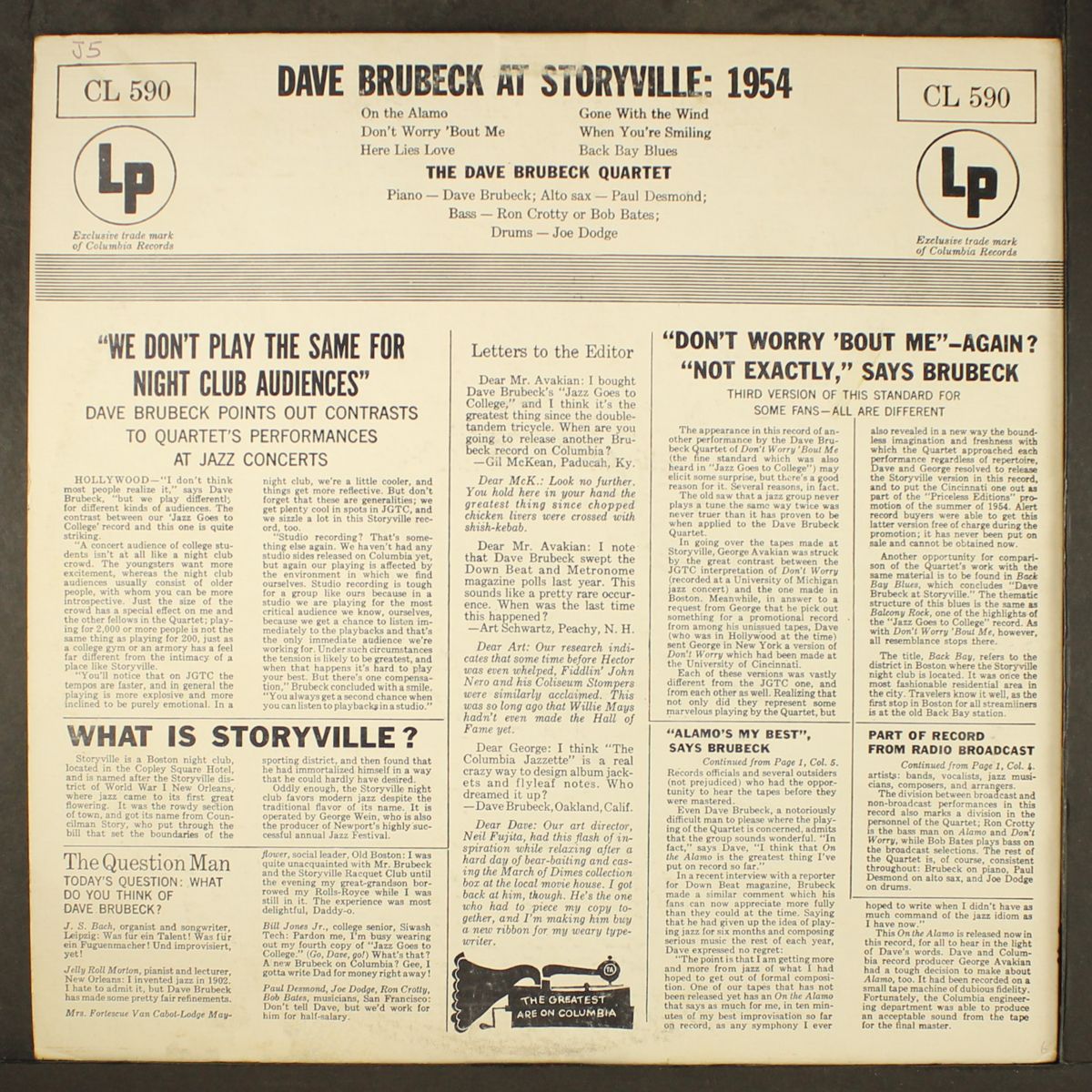 at storyville: 1954 by DAVE BRUBECK