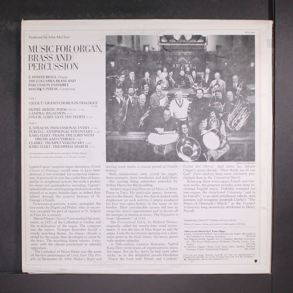 music for organ, brass and percussion by E. POWER BIGGS