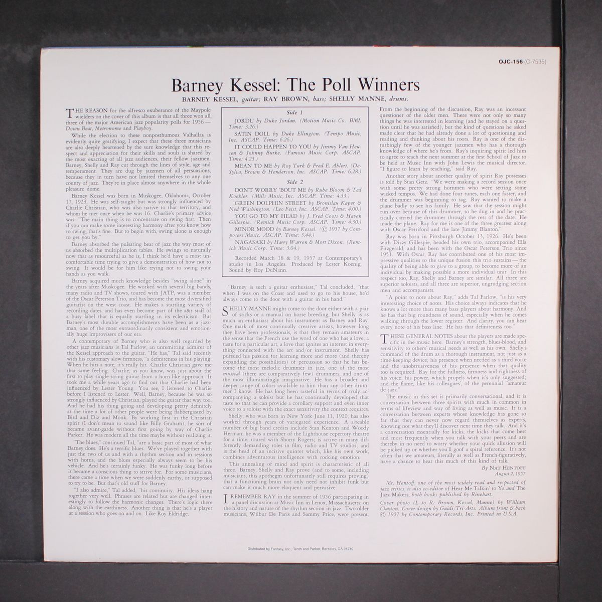 the poll winners by BARNEY KESSEL