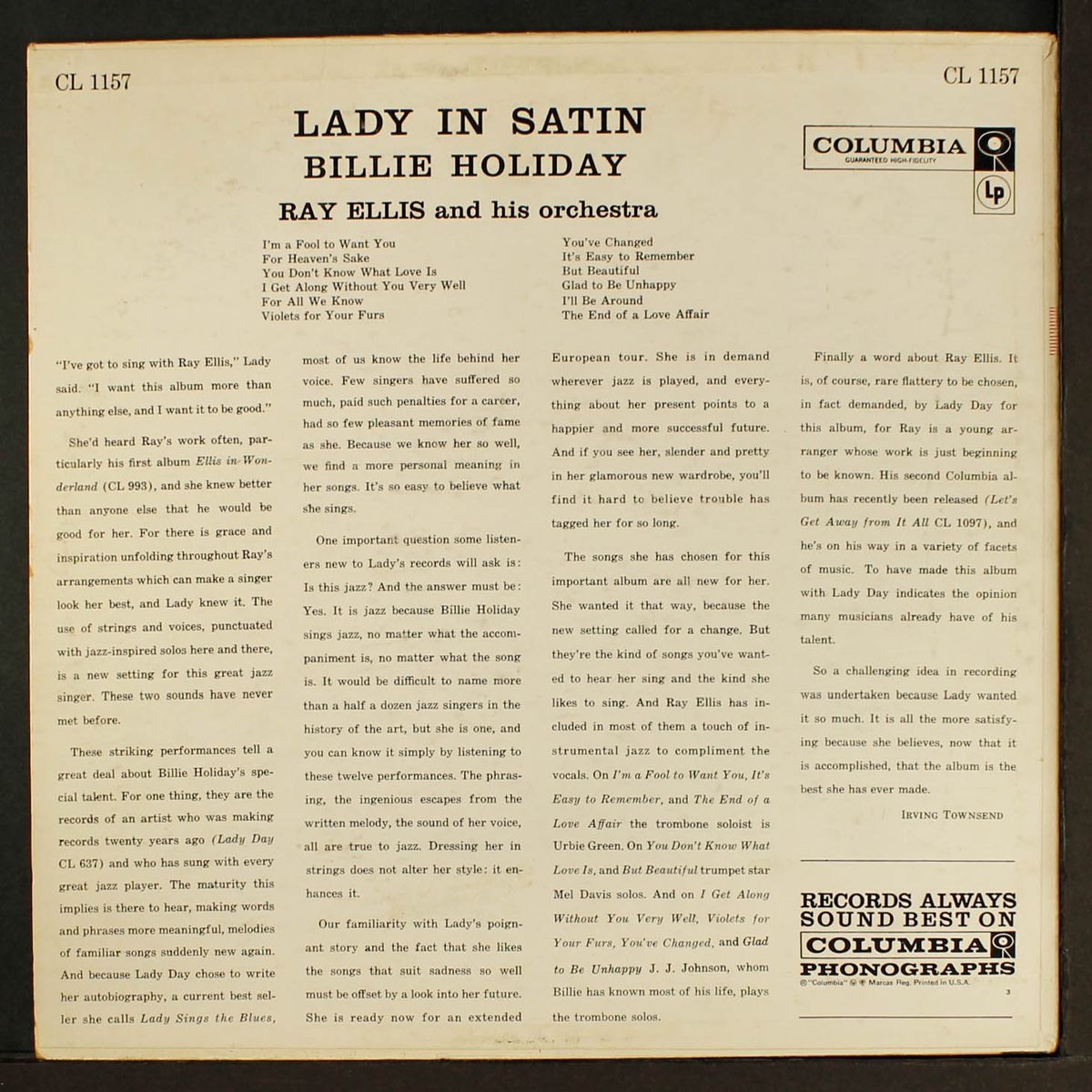 lady in satin by BILLIE HOLIDAY