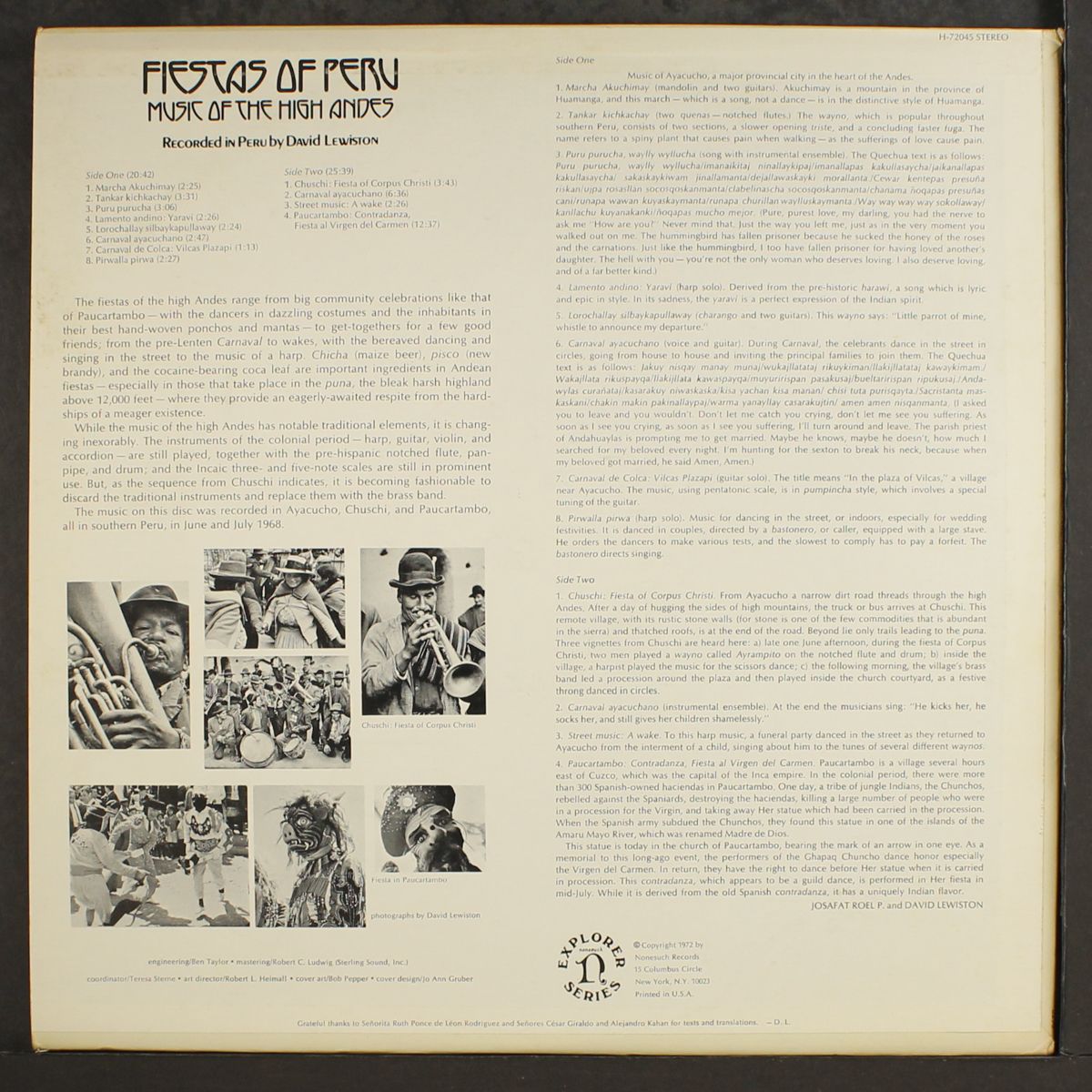 fiestas of peru - music of the high andes by DAVID LEWISTON