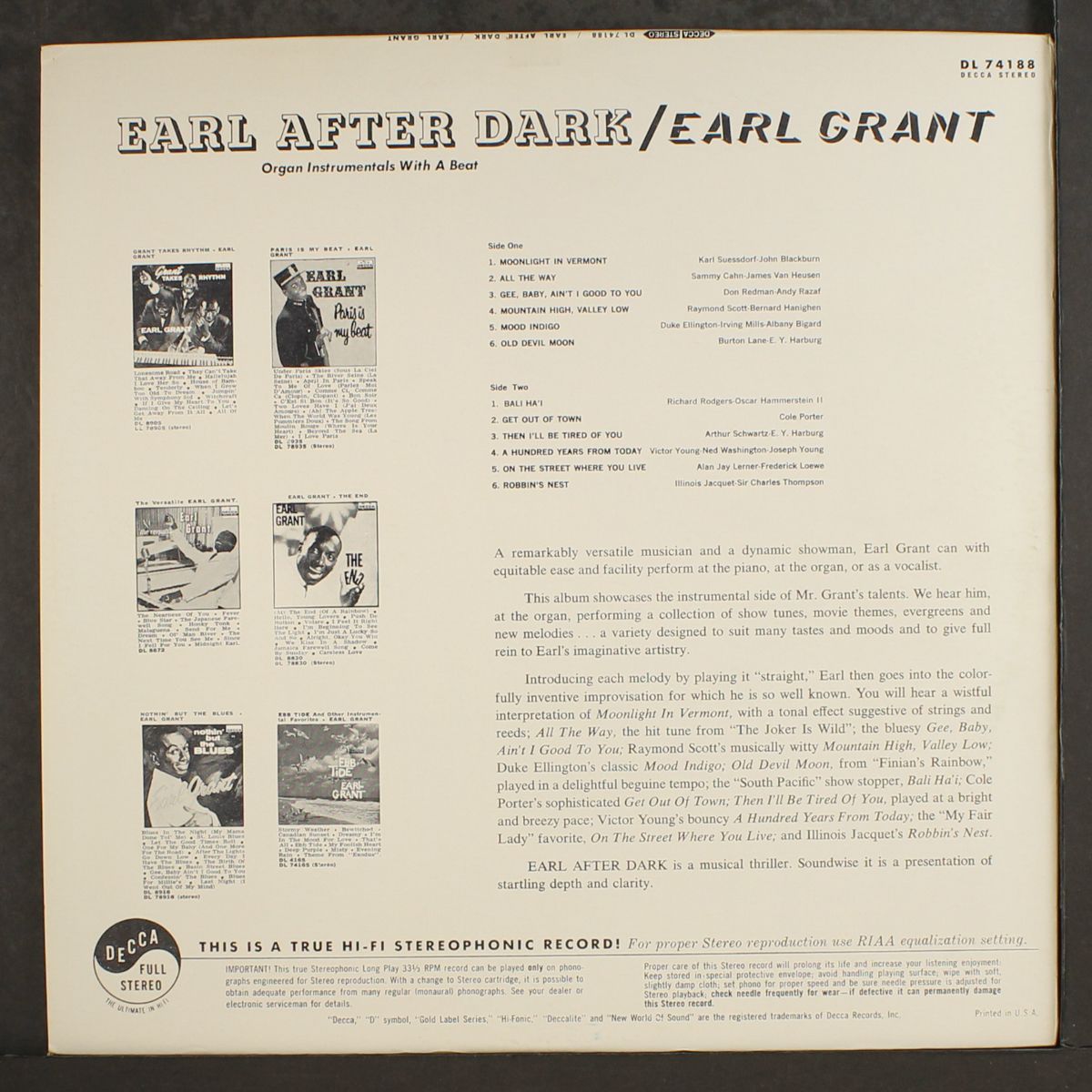 earl after dark by EARL GRANT