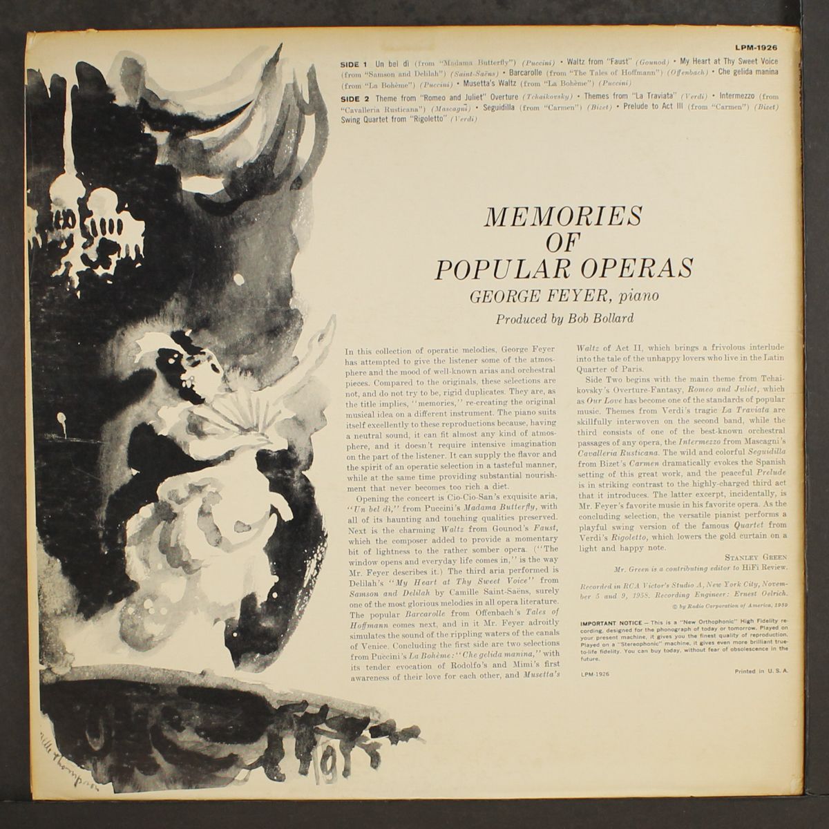 memories of popular operas by GEORGE FEYER