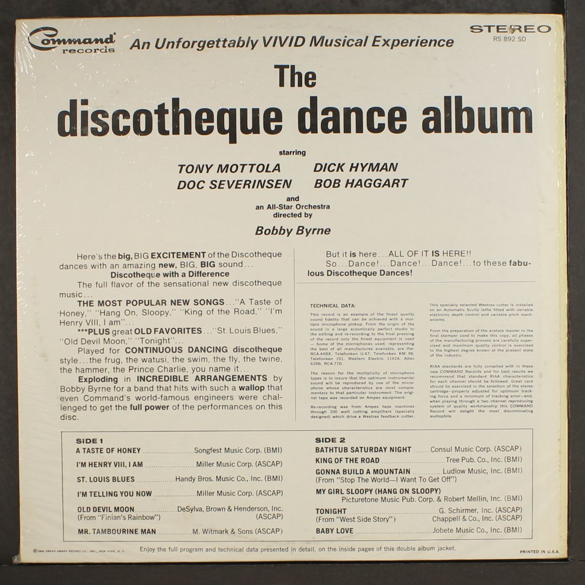 the discotheque dance album by BOBBY BYRNE