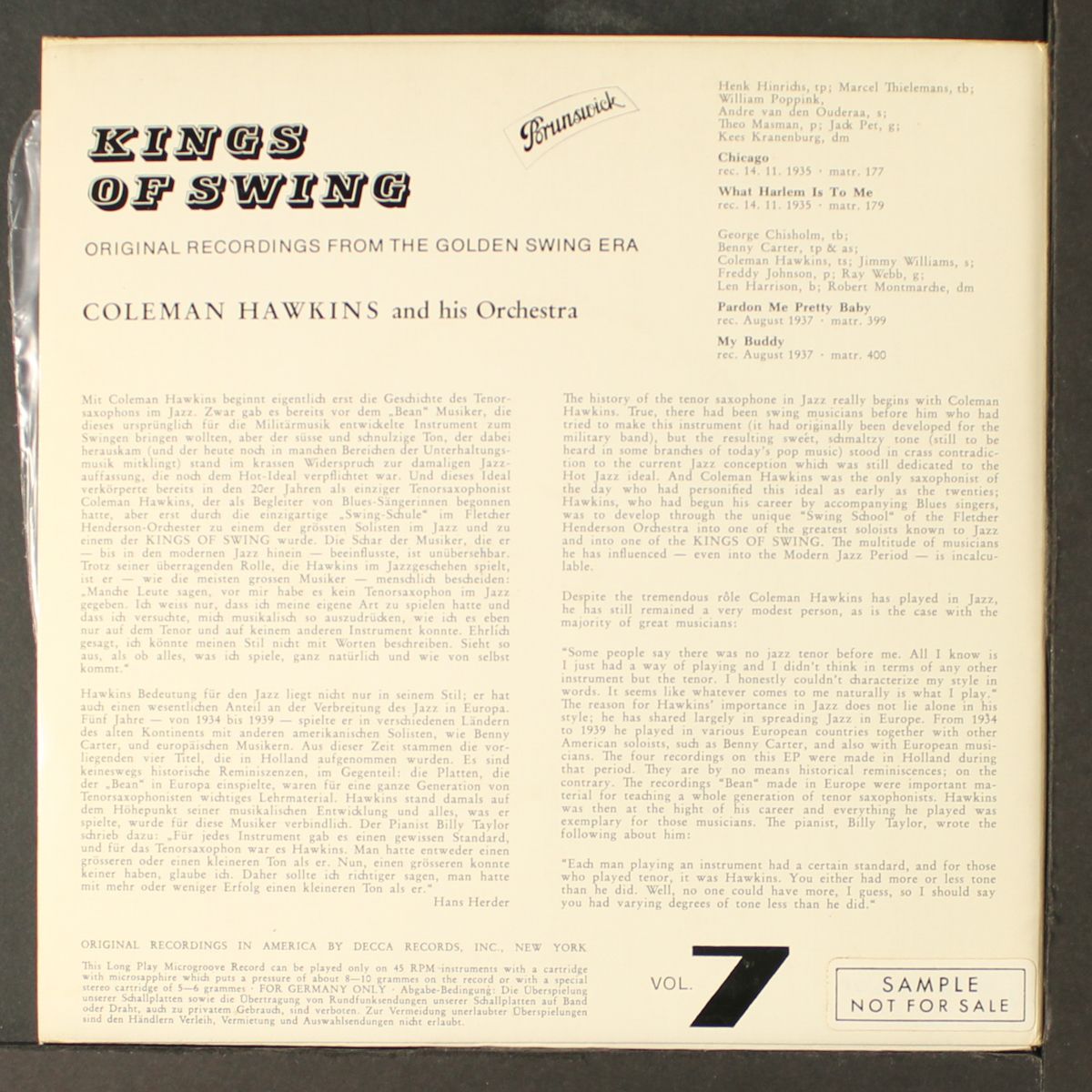 kings of swing by COLEMAN HAWKINS
