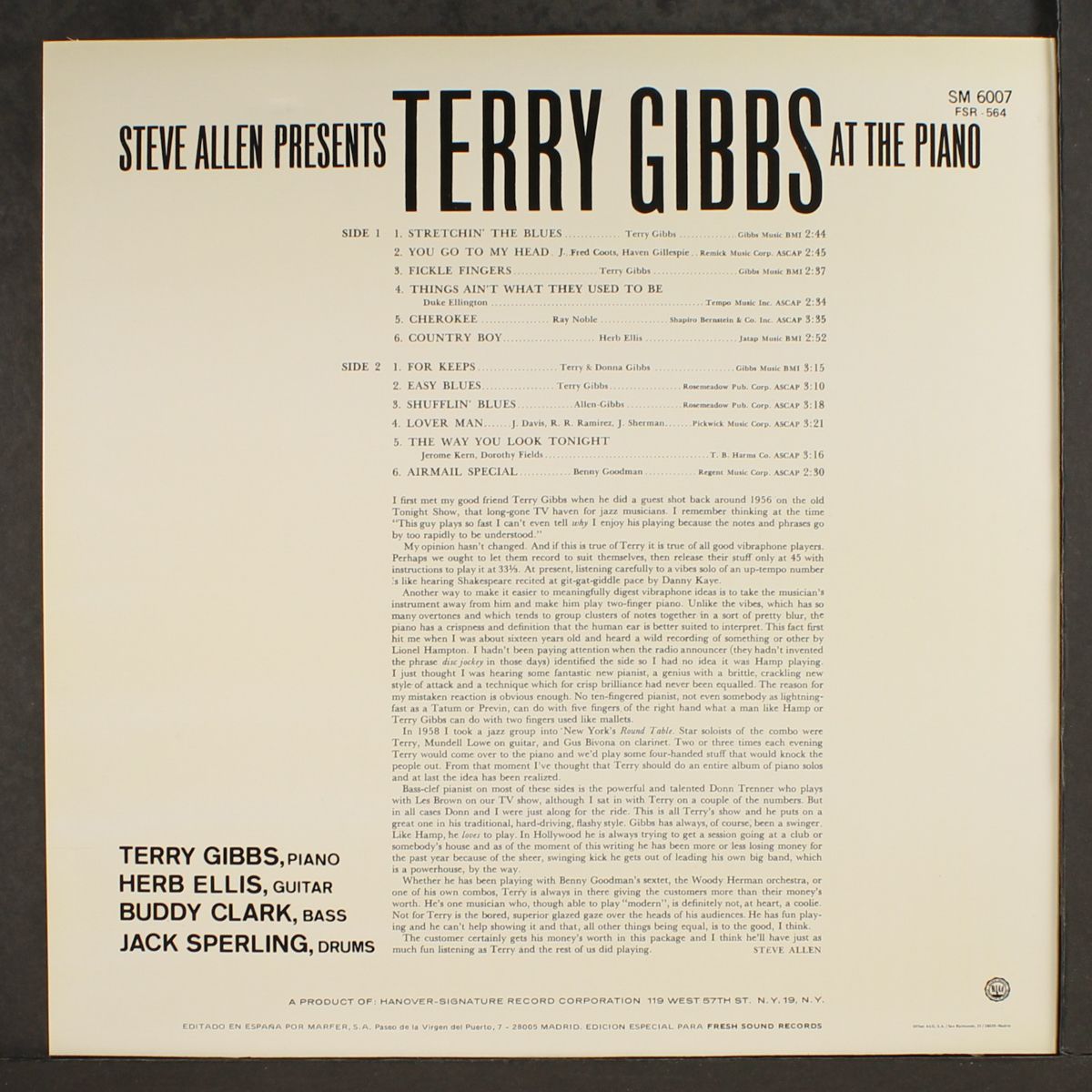 steve allen presents, at the piano by TERRY GIBBS