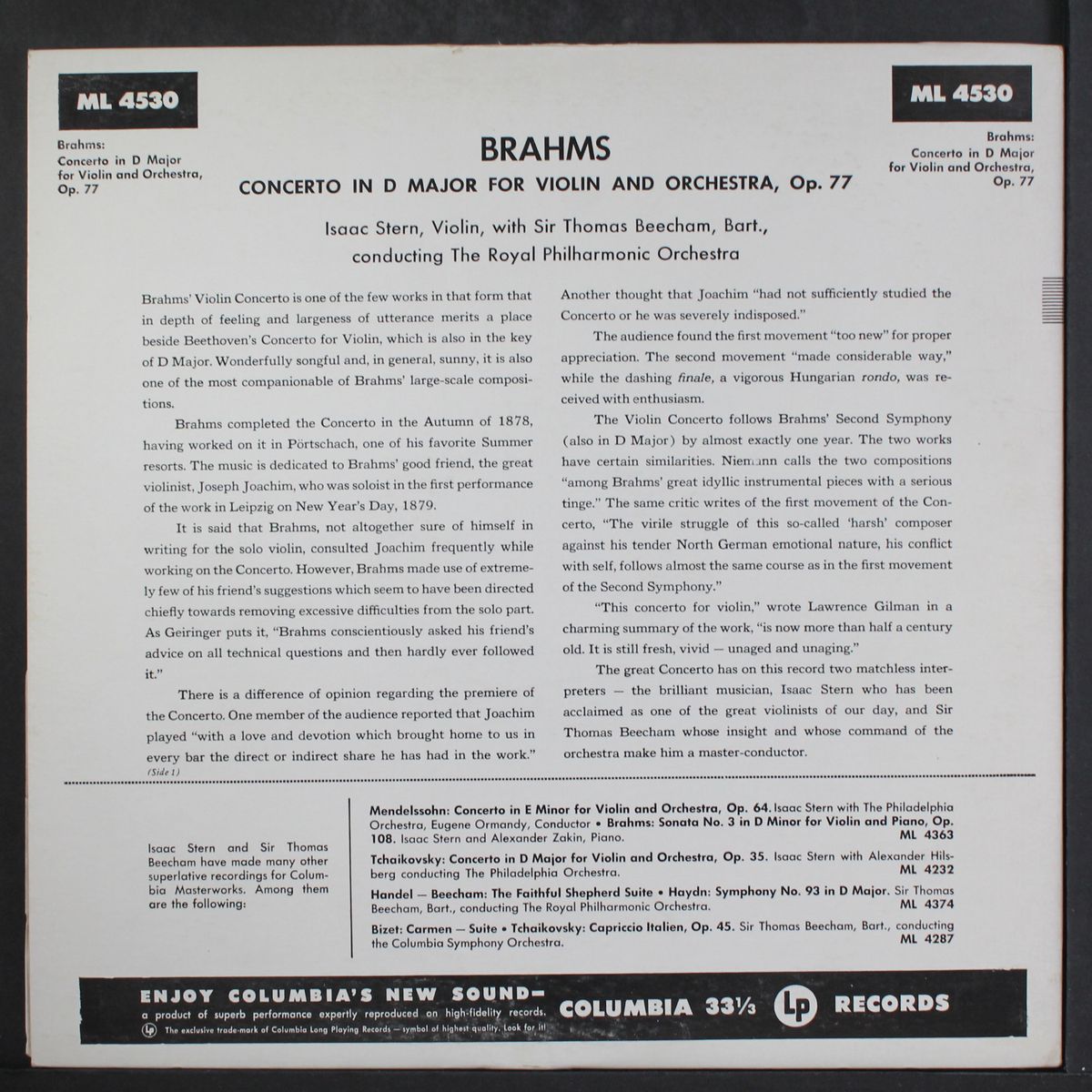brahms: violin concerto in d major by ISAAC STERN
