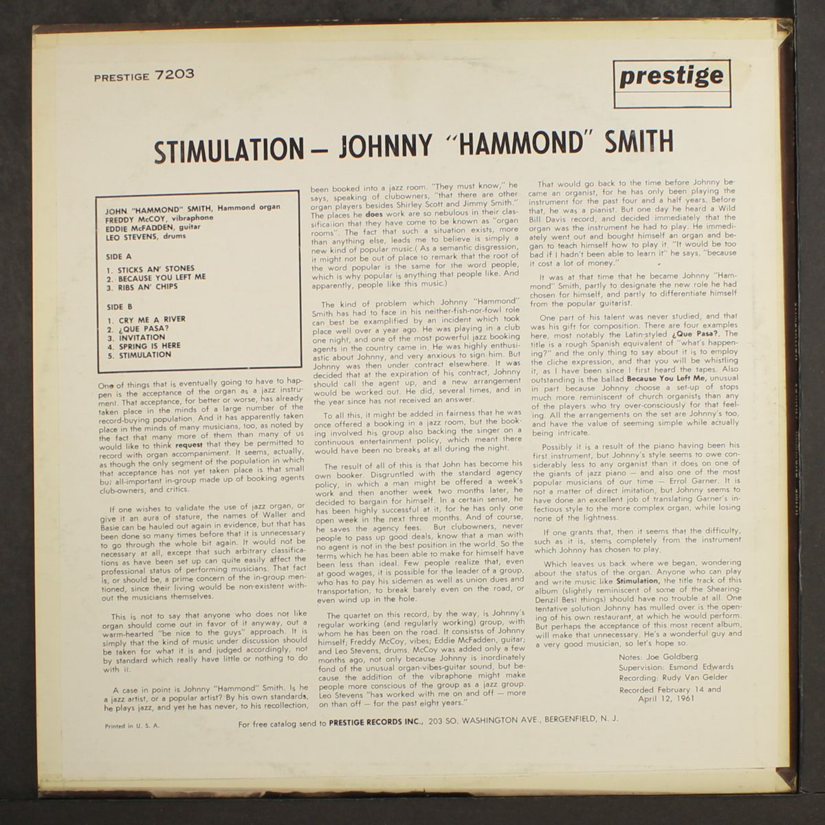 stimulation by JOHNNY 'HAMMOND' SMITH