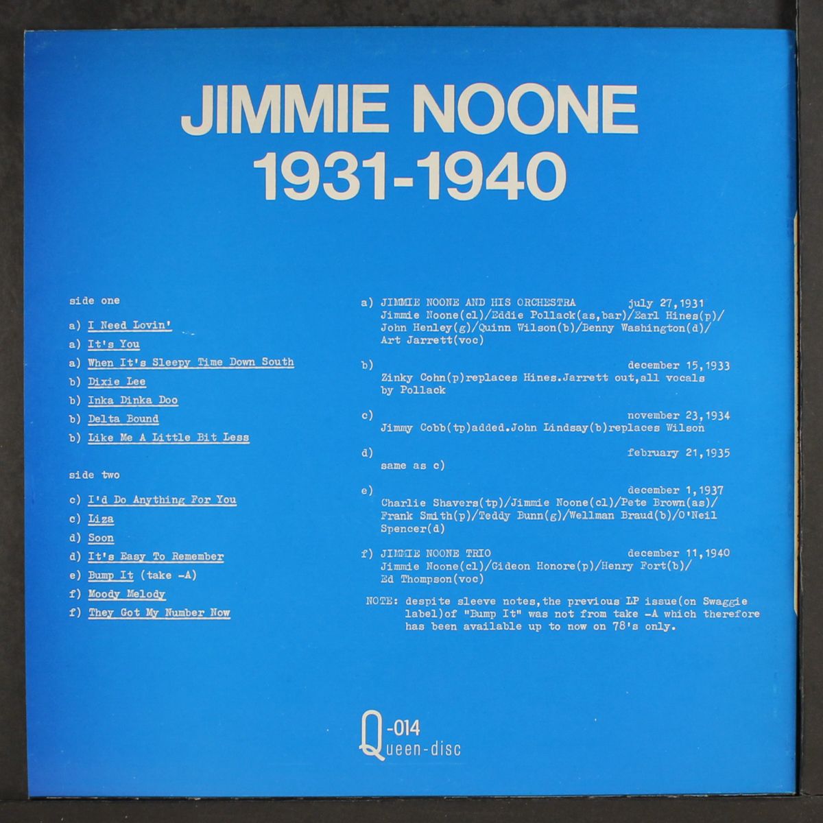 1931-1940 by JIMMIE NOONE